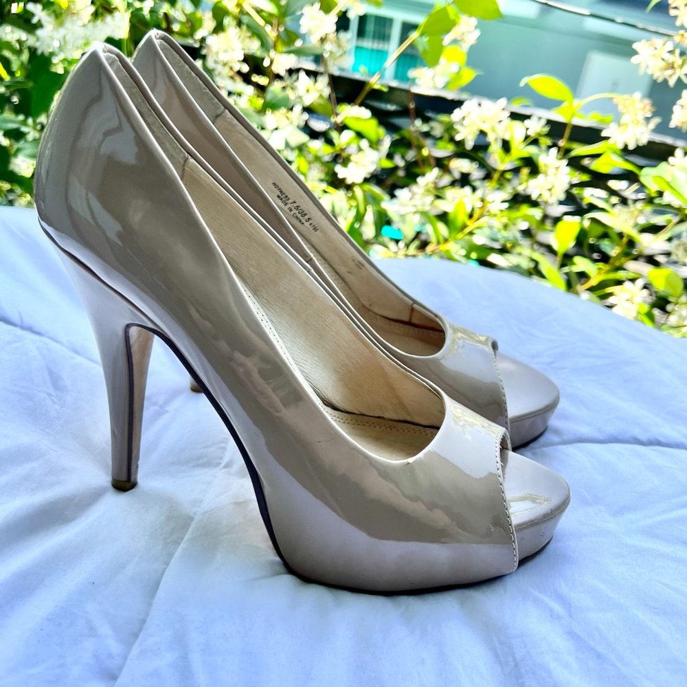 Beige Chinese Laundry Peep Toe Stiletto Heels